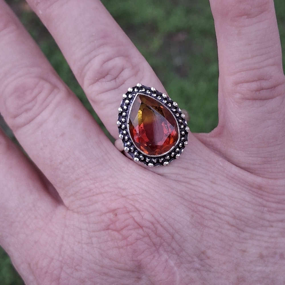 **** Sale **** New Bi-Color Tourmaline 925 Silver Ring. 